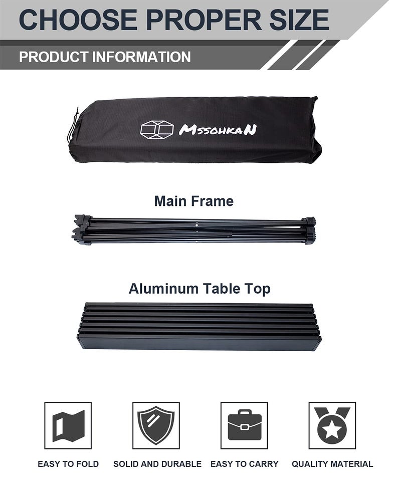 MSSOHKAN Camping Table Folding Portable Camp Side Table Aluminum Lightweight Carry Bag Beach Outdoor Hiking Picnics BBQ Cooking Dining Kitchen - Image 4